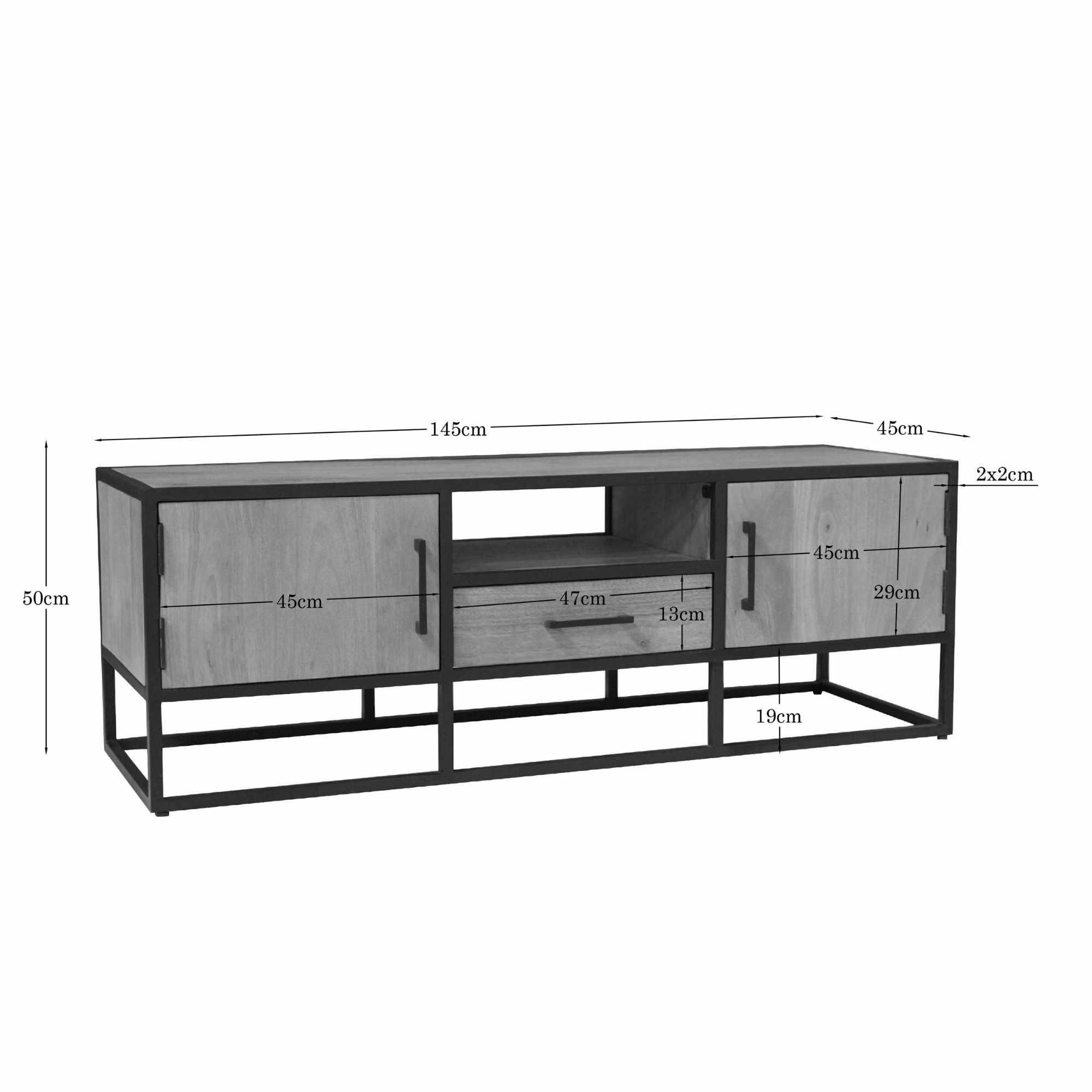 Tv meubel Dakota Naturel Mangohout 145 cm - Image 5