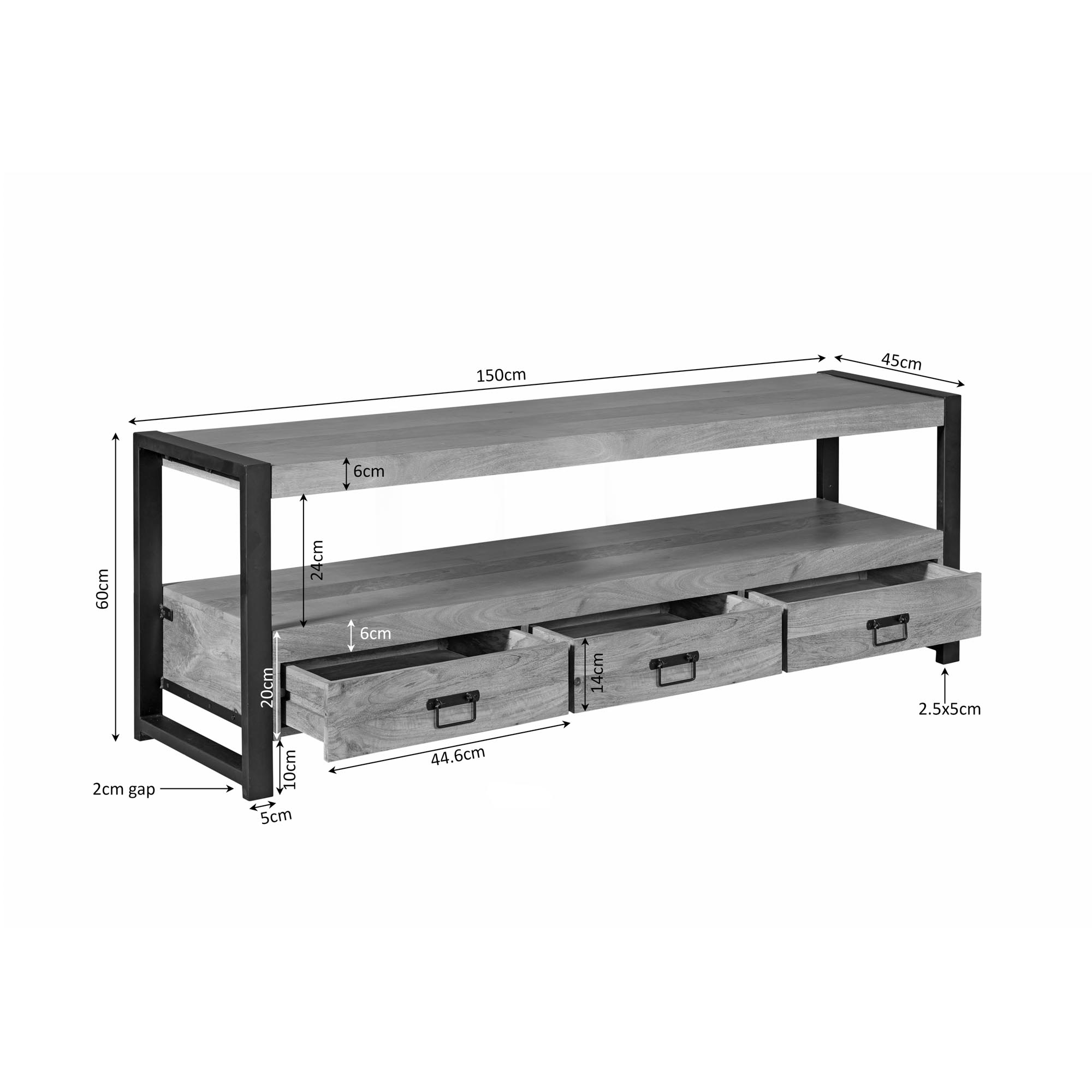 Tv meubel Britt Naturel Mangohout 150 cm - Image 5