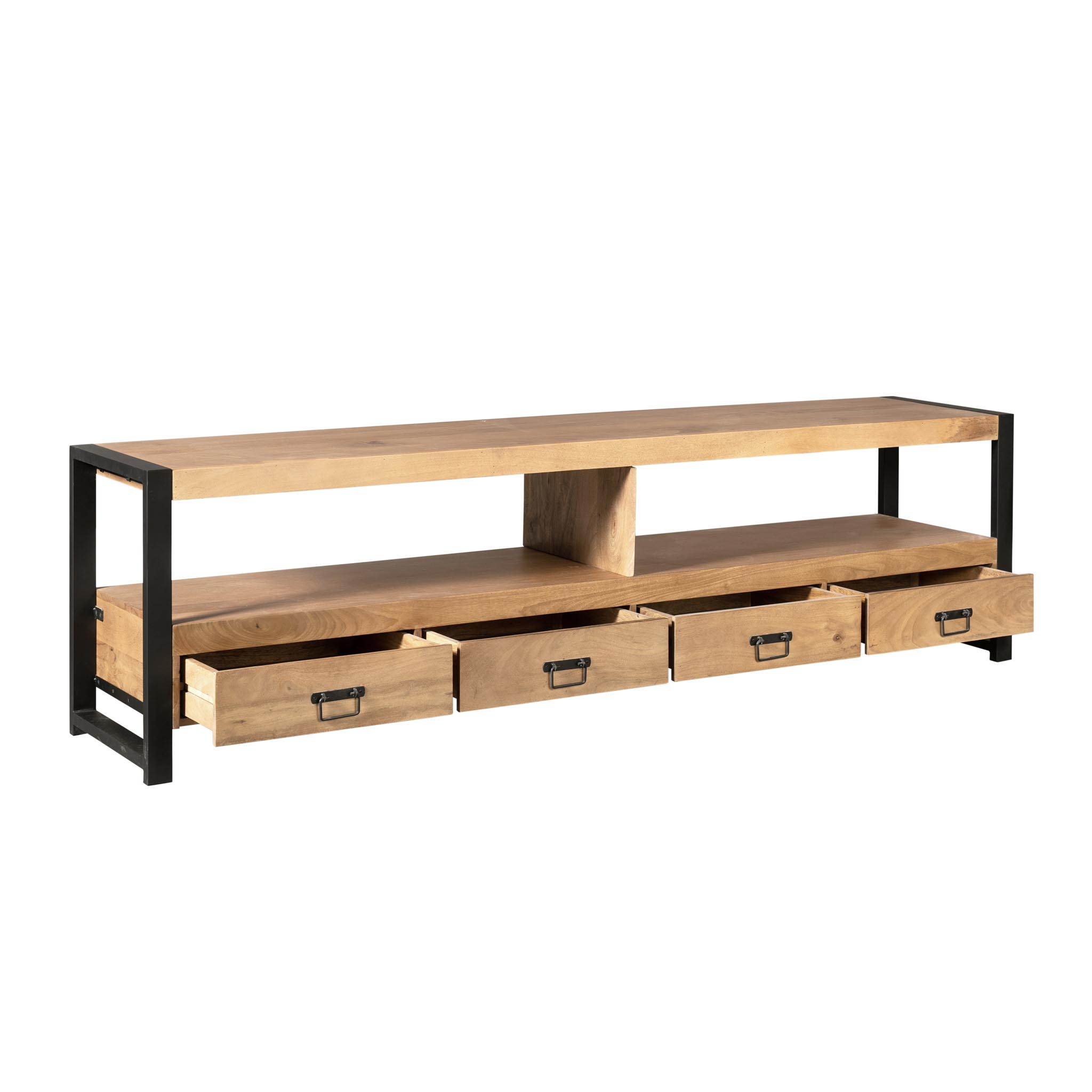 STF-4612_3 Tv meubel Britt Naturel Mangohout 220 cm - Image 4