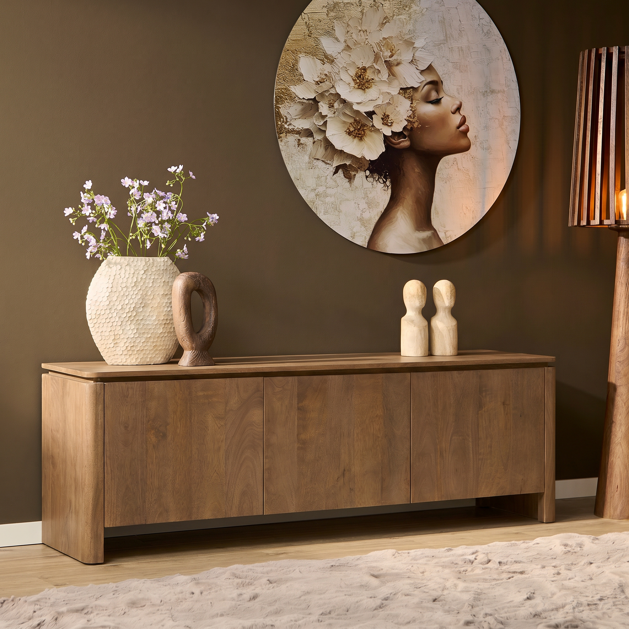 STF-3708_0 Tv meubel Dallas Naturel Mangohout 165 cm - Image 1
