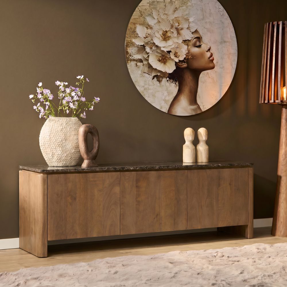STF-3708_1 Tv meubel Dallas Naturel Mangohout 165 cm - Image 2
