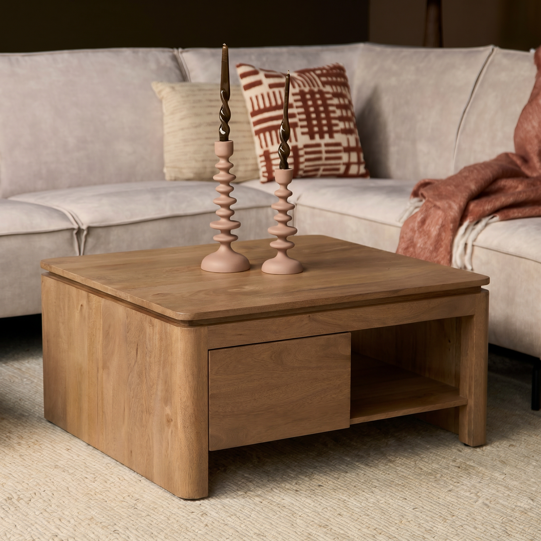 STF-3710_0 Vierkante Salontafel Dallas Naturel Mangohout 80 cm - Image 1