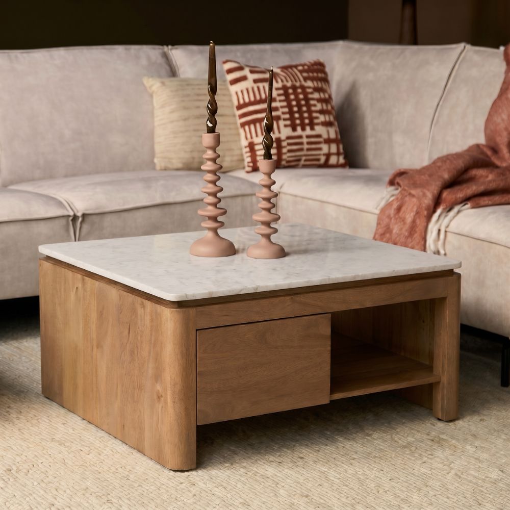 STF-3710_2 Vierkante Salontafel Dallas Naturel Mangohout 80 cm - Image 3