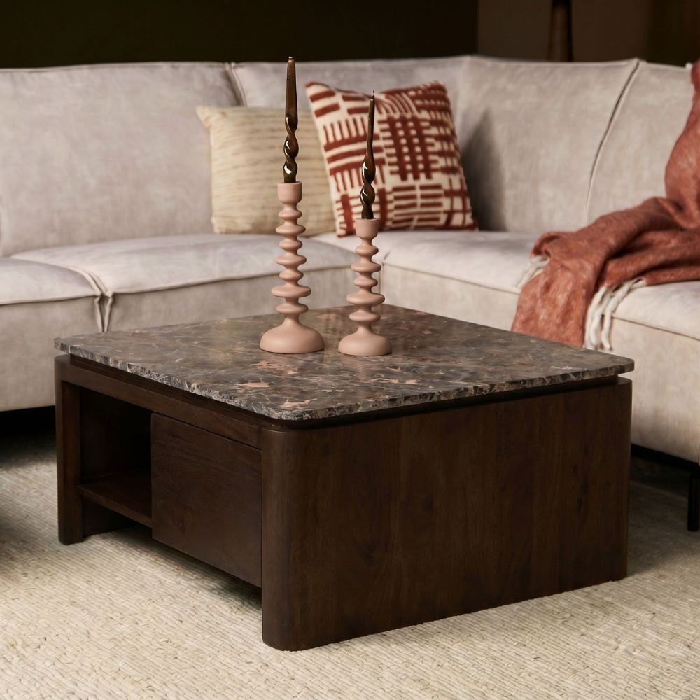 Vierkante Salontafel Dallas Bruin Mangohout 80 cm - Image 2