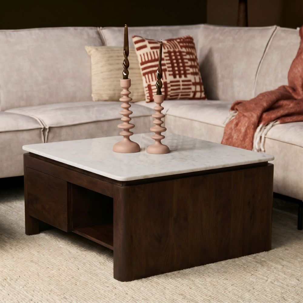 Vierkante Salontafel Dallas Bruin Mangohout 80 cm - Image 3