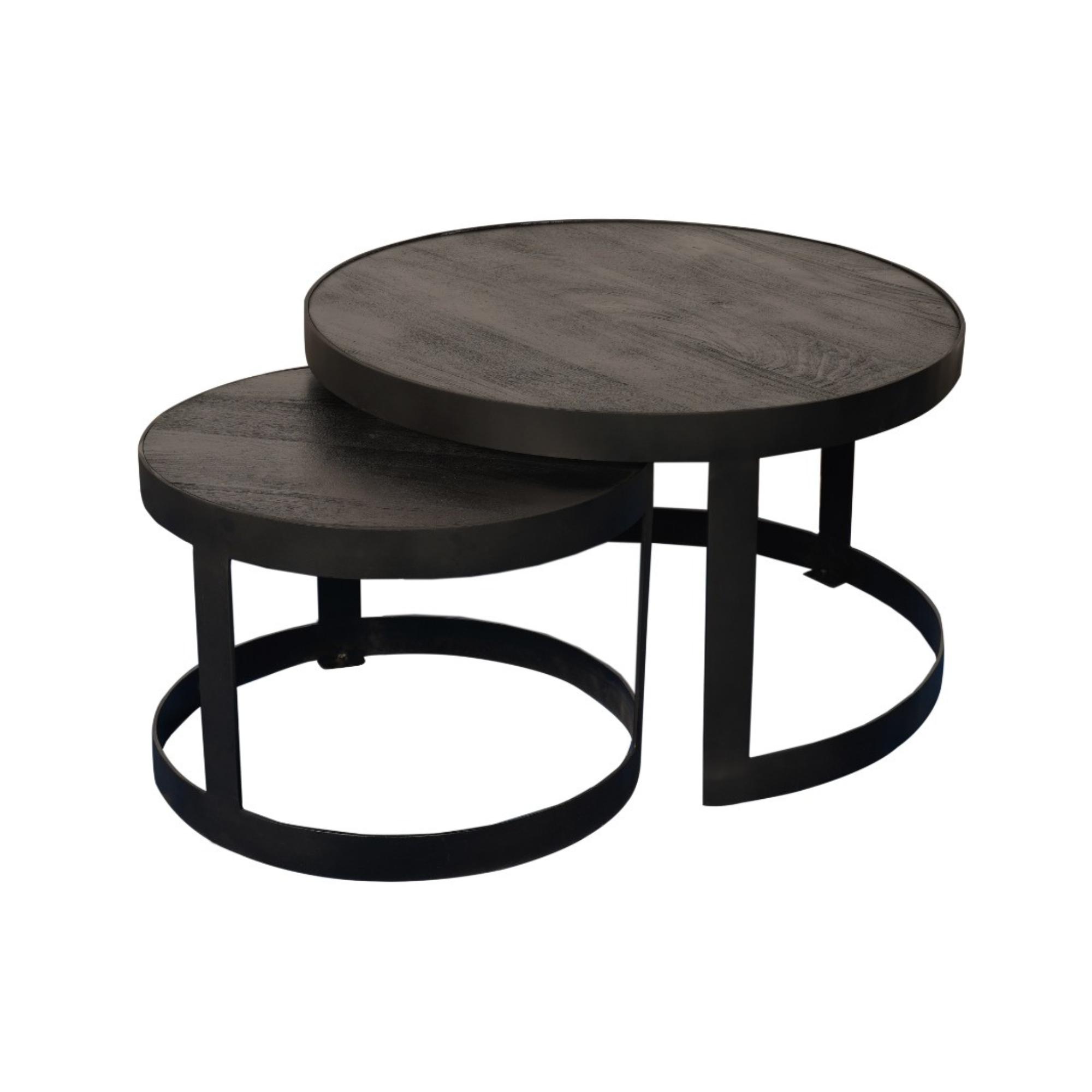 STF-3974_1 Salontafel set Lola Zwart Mangohout 70 cm - Image 2