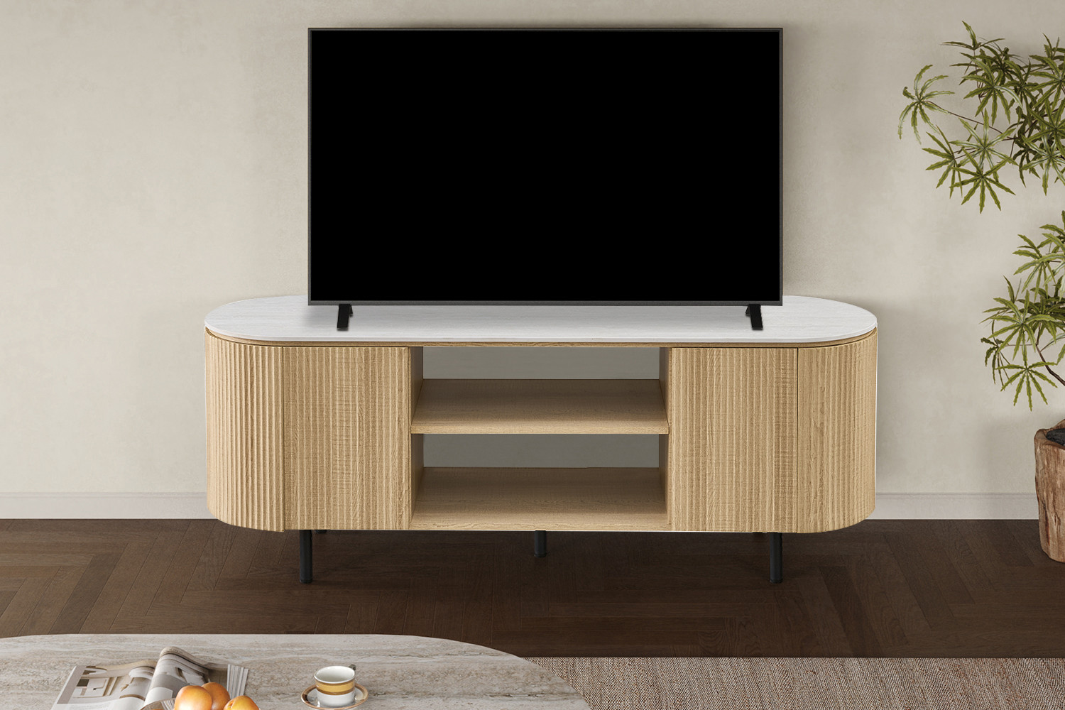 Image 1 for NEW - TV meubel Vigo 160 cm Decor Naturel Eik Baroque Grijs