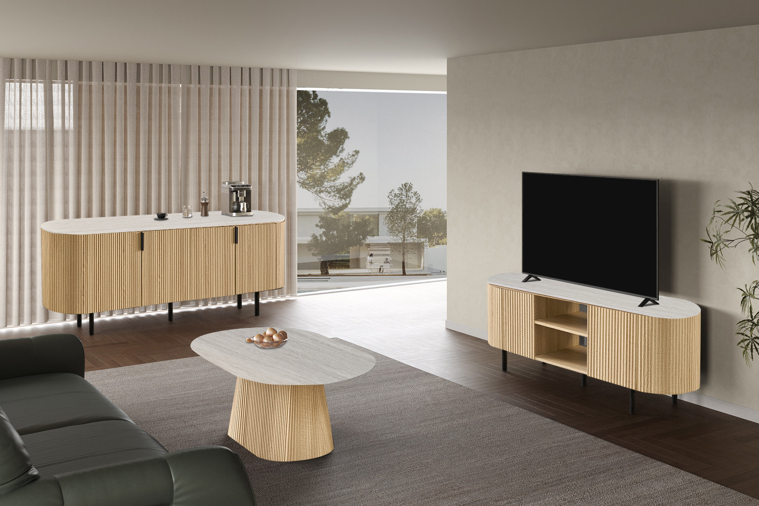 Image 3 for NEW - Dressoir Vigo 200 cm Decor Eik Naturel Baroque Grijs