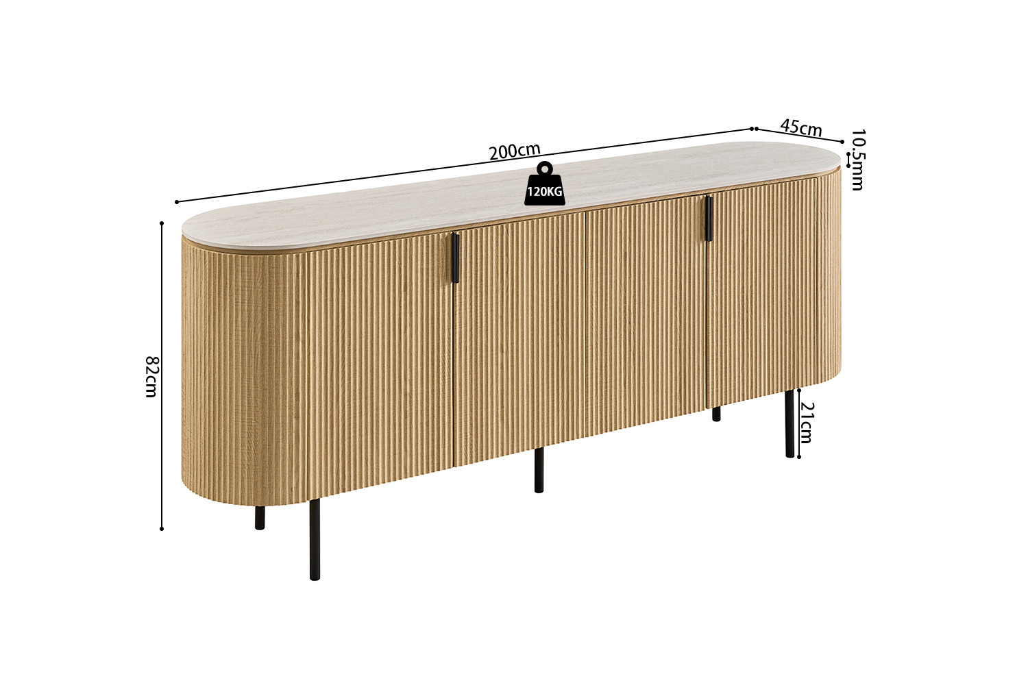 Image 8 for NEW - Dressoir Vigo 200 cm Decor Eik Naturel Baroque Grijs
