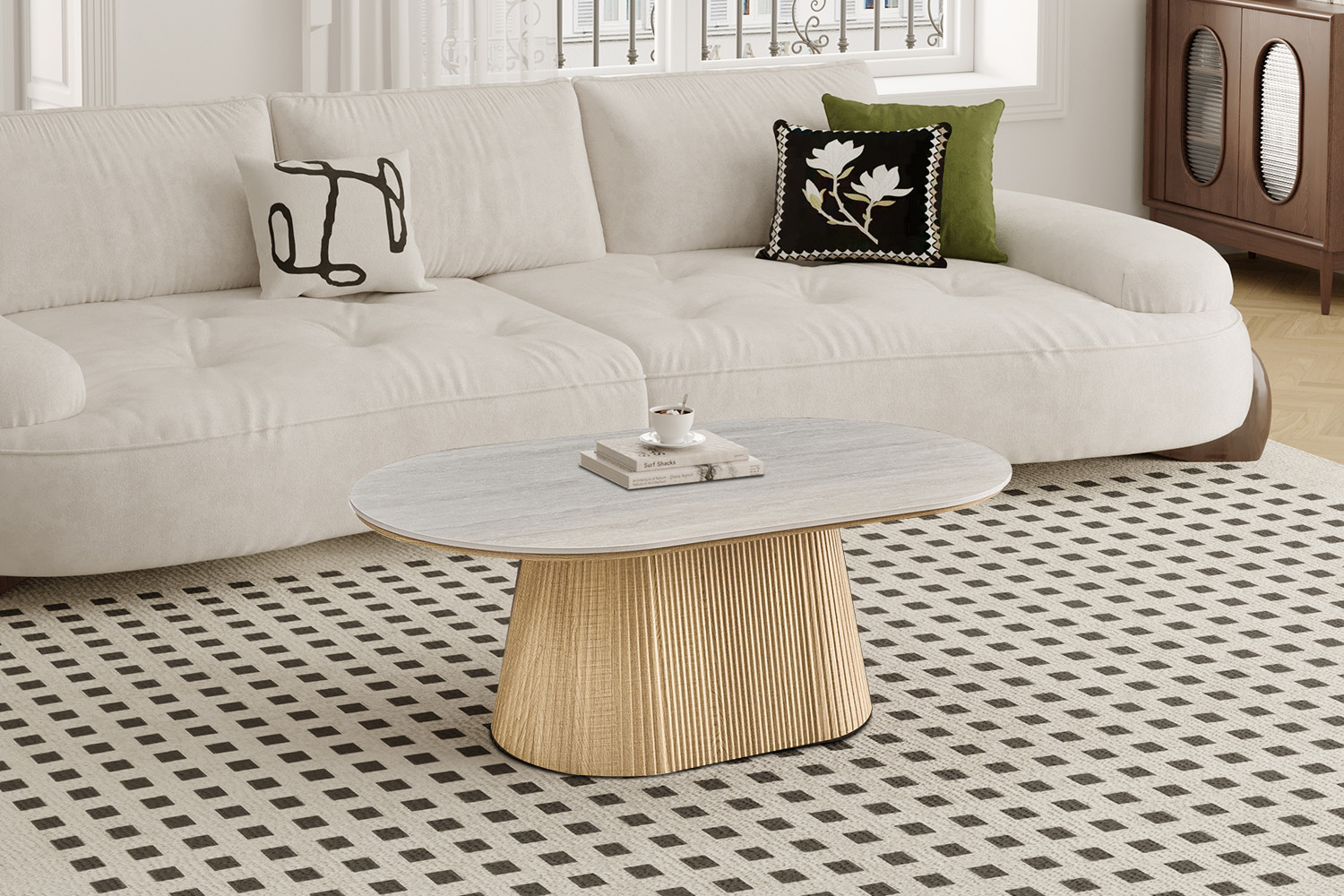 Image 1 for NEW - Salontafel Vigo 120 cm Decor Naturel Eik Baroque Grijs