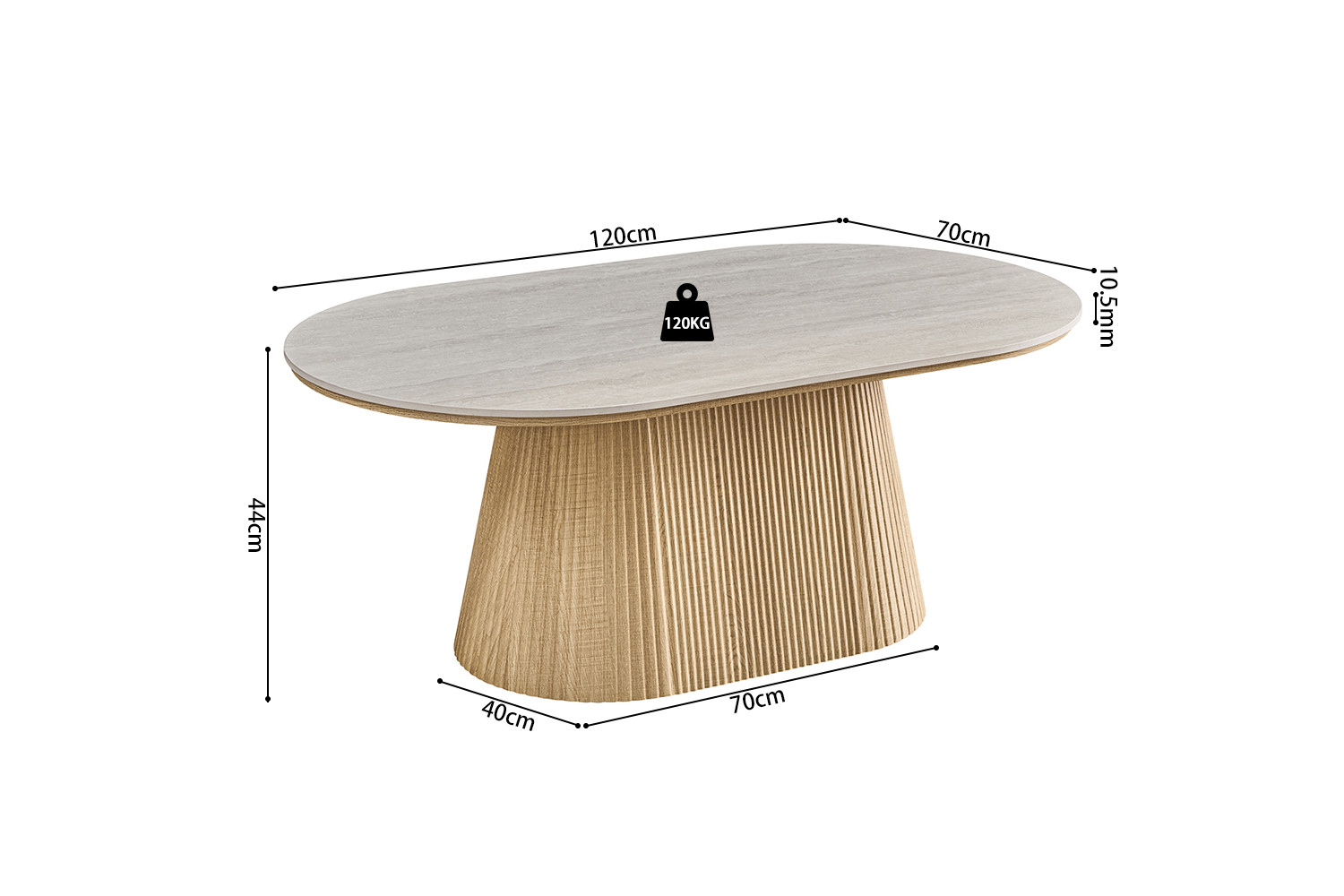 Image 8 for NEW - Salontafel Vigo 120 cm Decor Naturel Eik Baroque Grijs