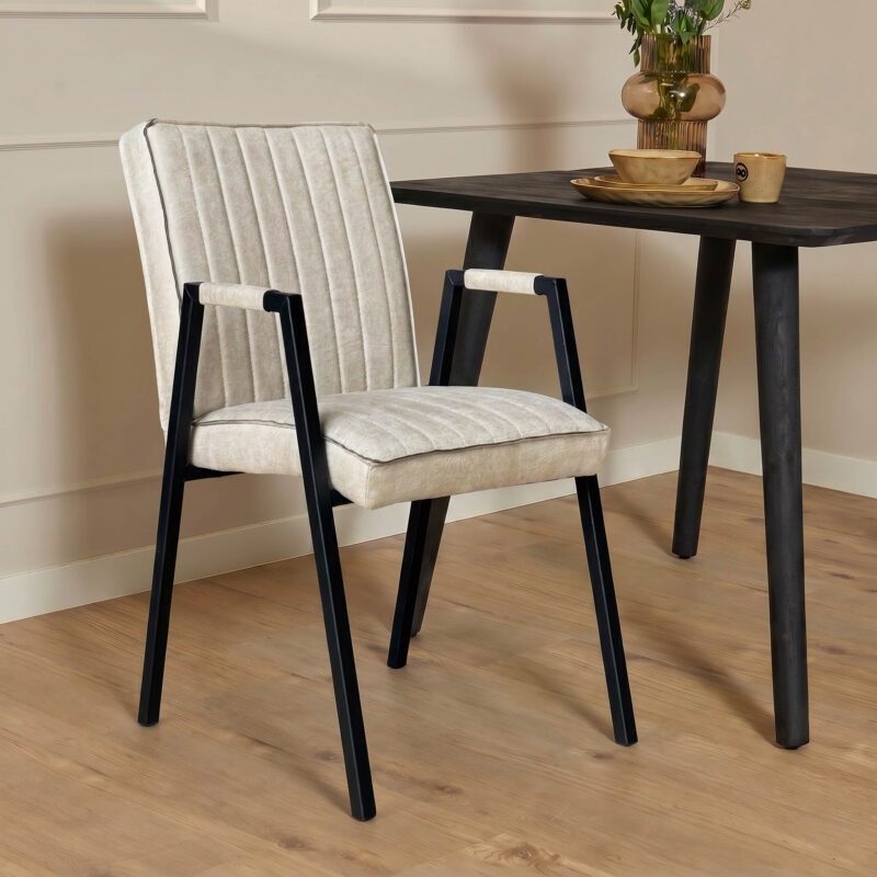 Eetkamerstoel Tivoli met armleuning Beige - Image 1
