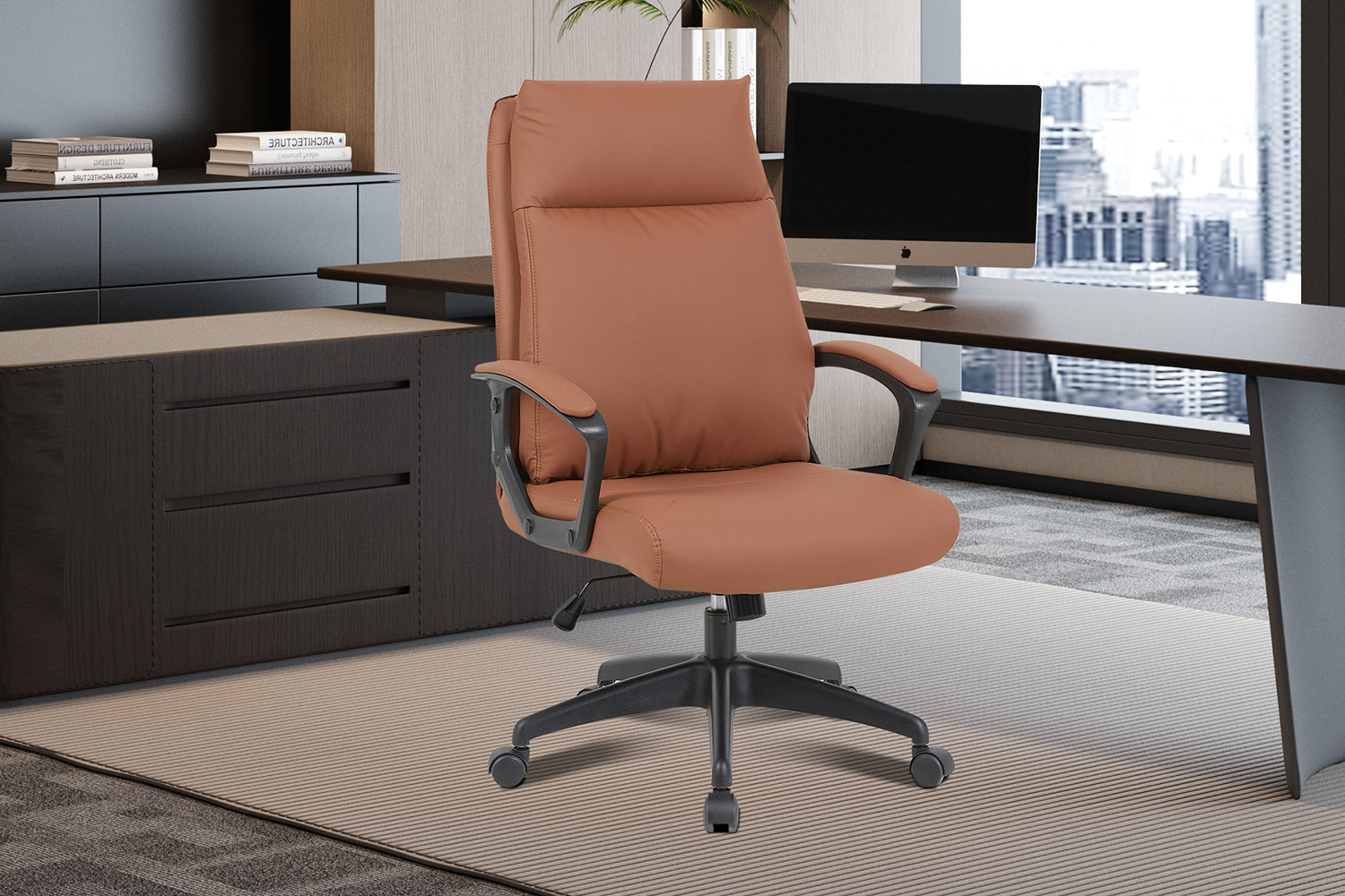 Image 1 for NEW - Bureaustoel Samuel PU nylon Cognac