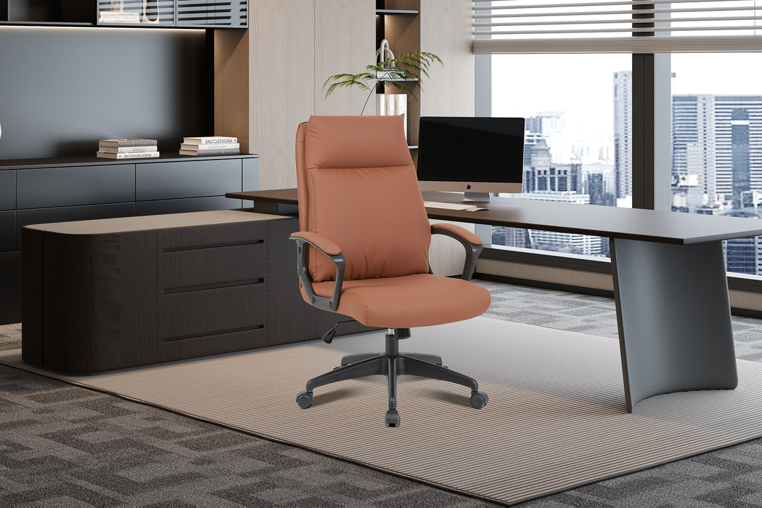 Image 2 for NEW - Bureaustoel Samuel PU nylon Cognac