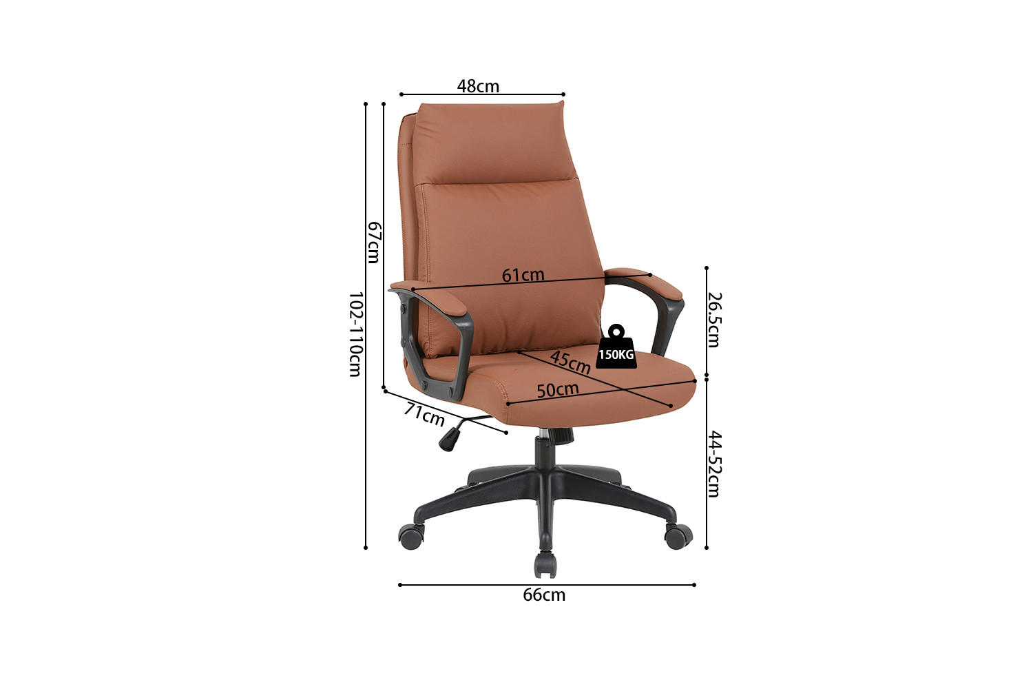 Image 11 for NEW - Bureaustoel Samuel PU nylon Cognac