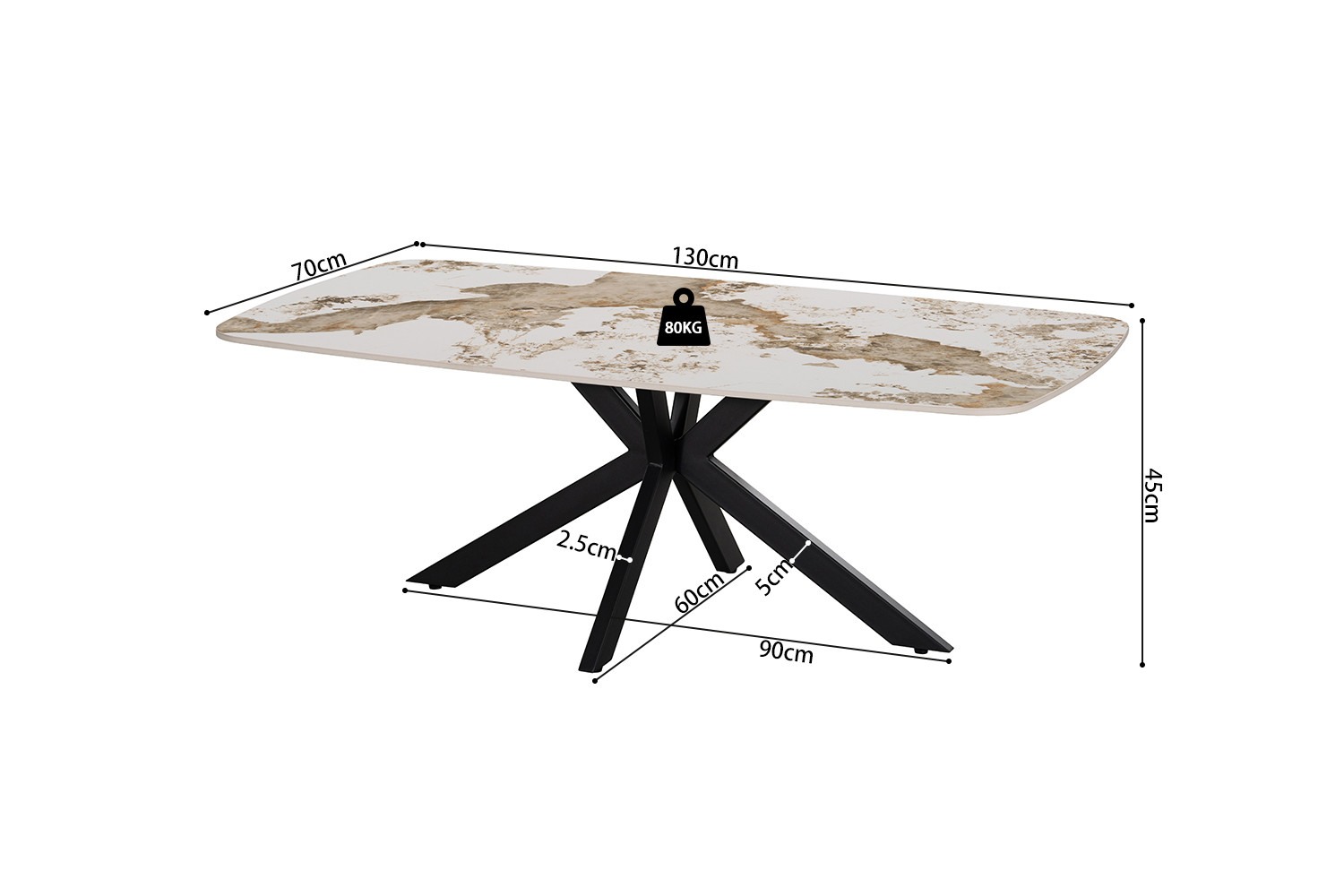 Image 6 for NEW - Salontafel Apollo 130 cm Deens Ovaal Glanzend Steen Pandora