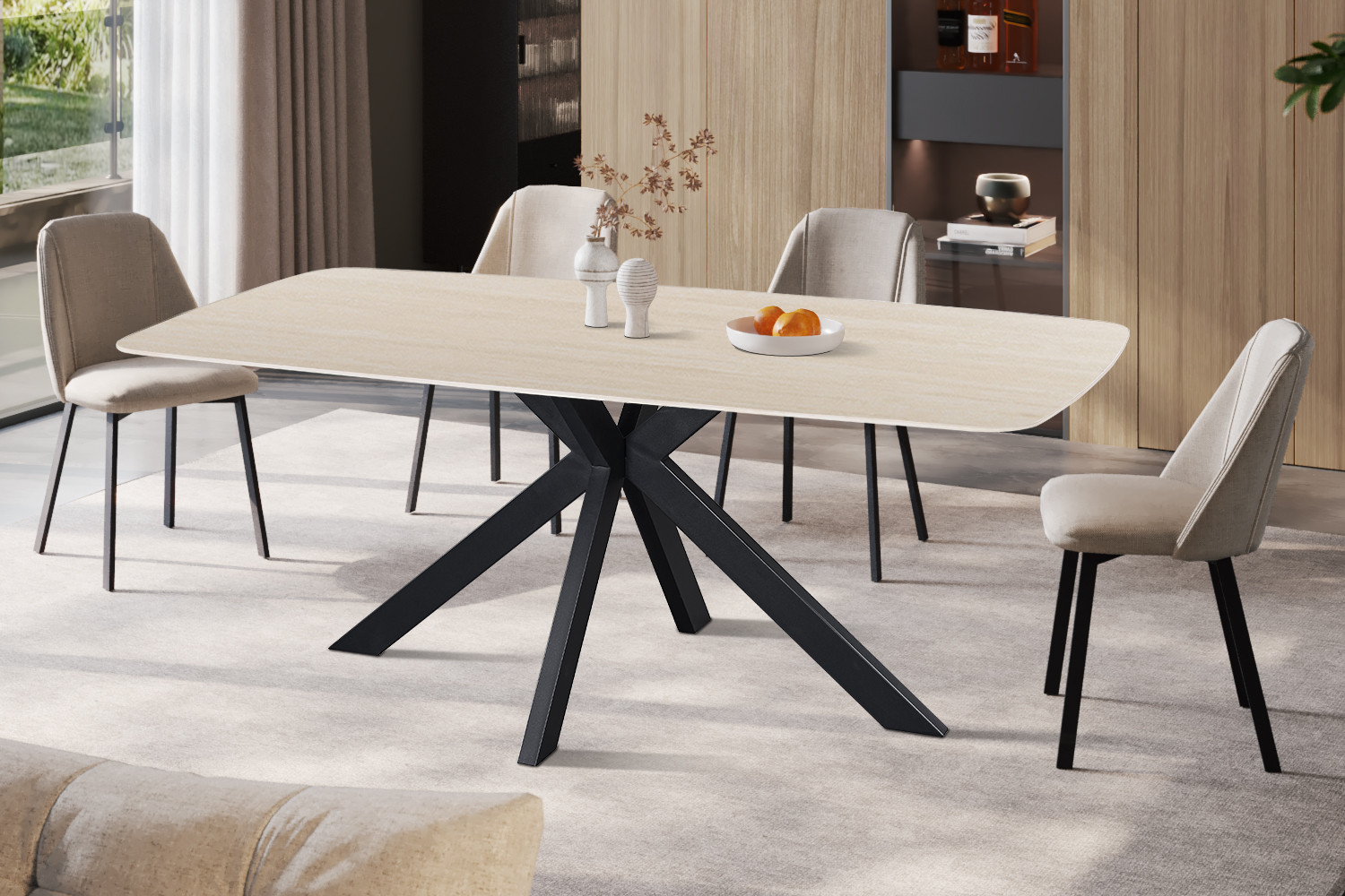 Image 1 for NEW - Tafel Apollo 180 cm Deens Ovaal Steen Baroque Beige