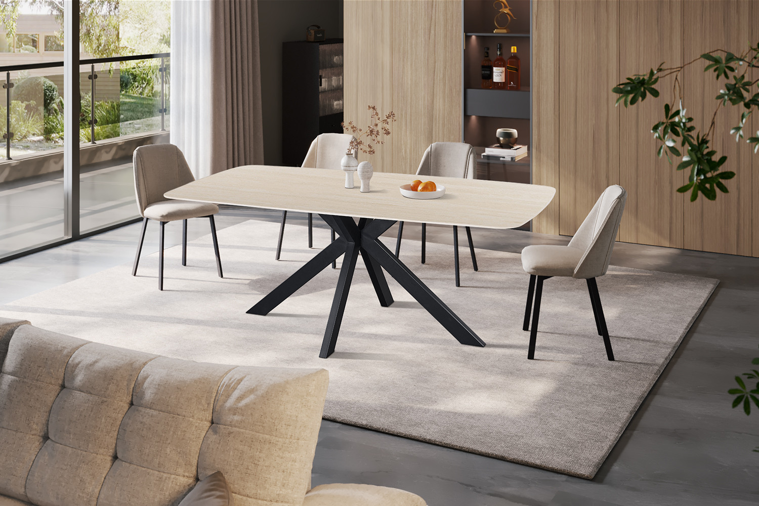 Image 2 for NEW - Tafel Apollo 180 cm Deens Ovaal Steen Baroque Beige