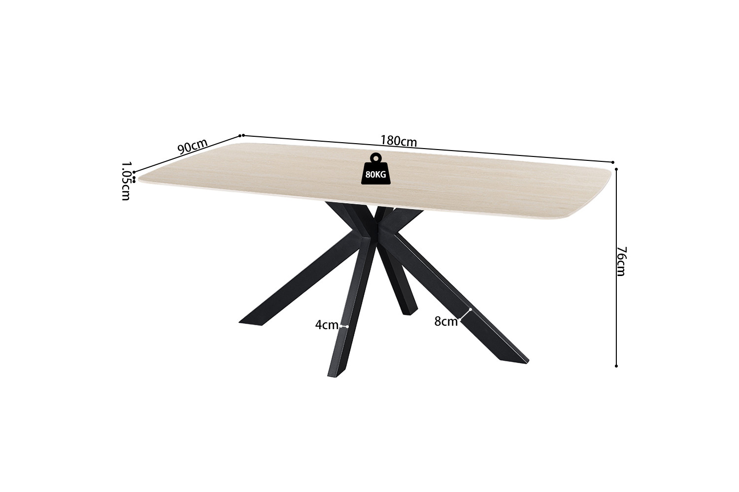 Image 8 for NEW - Tafel Apollo 180 cm Deens Ovaal Steen Baroque Beige