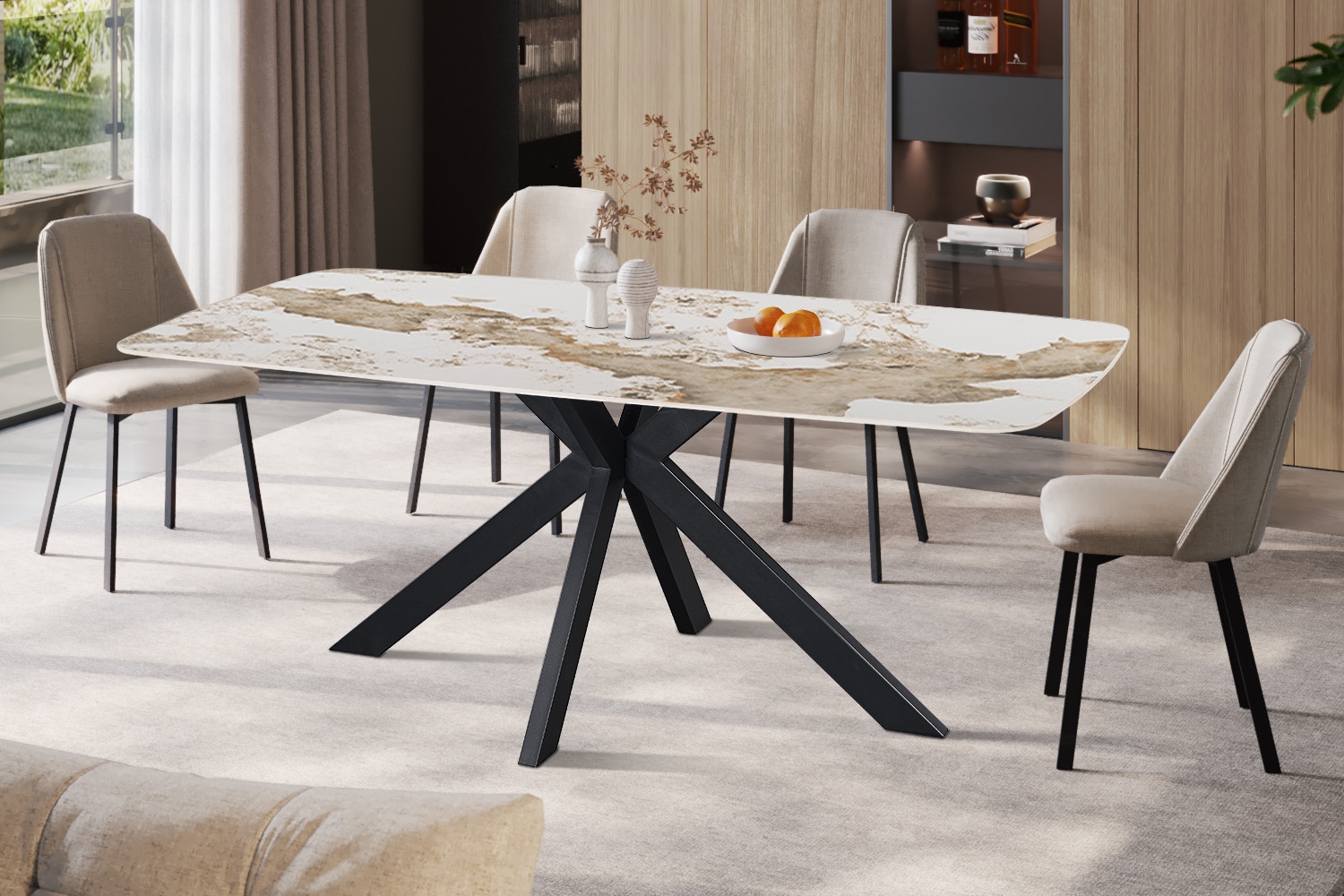 Image 1 for NEW - Tafel Apollo 180 cm Deens Ovaal Glanzend Steen Pandora