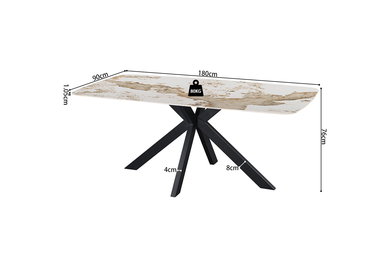 Image 8 for NEW - Tafel Apollo 180 cm Deens Ovaal Glanzend Steen Pandora