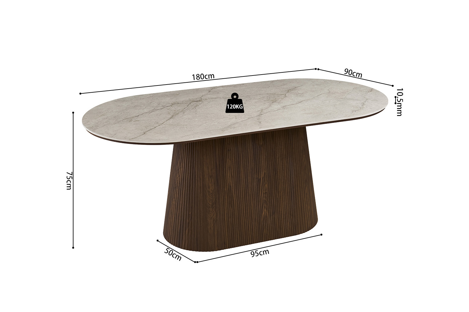 Image 11 for NEW - Tafel Vigo 180 cm Ovaal Decor Donkere Eik Shakespear Beige