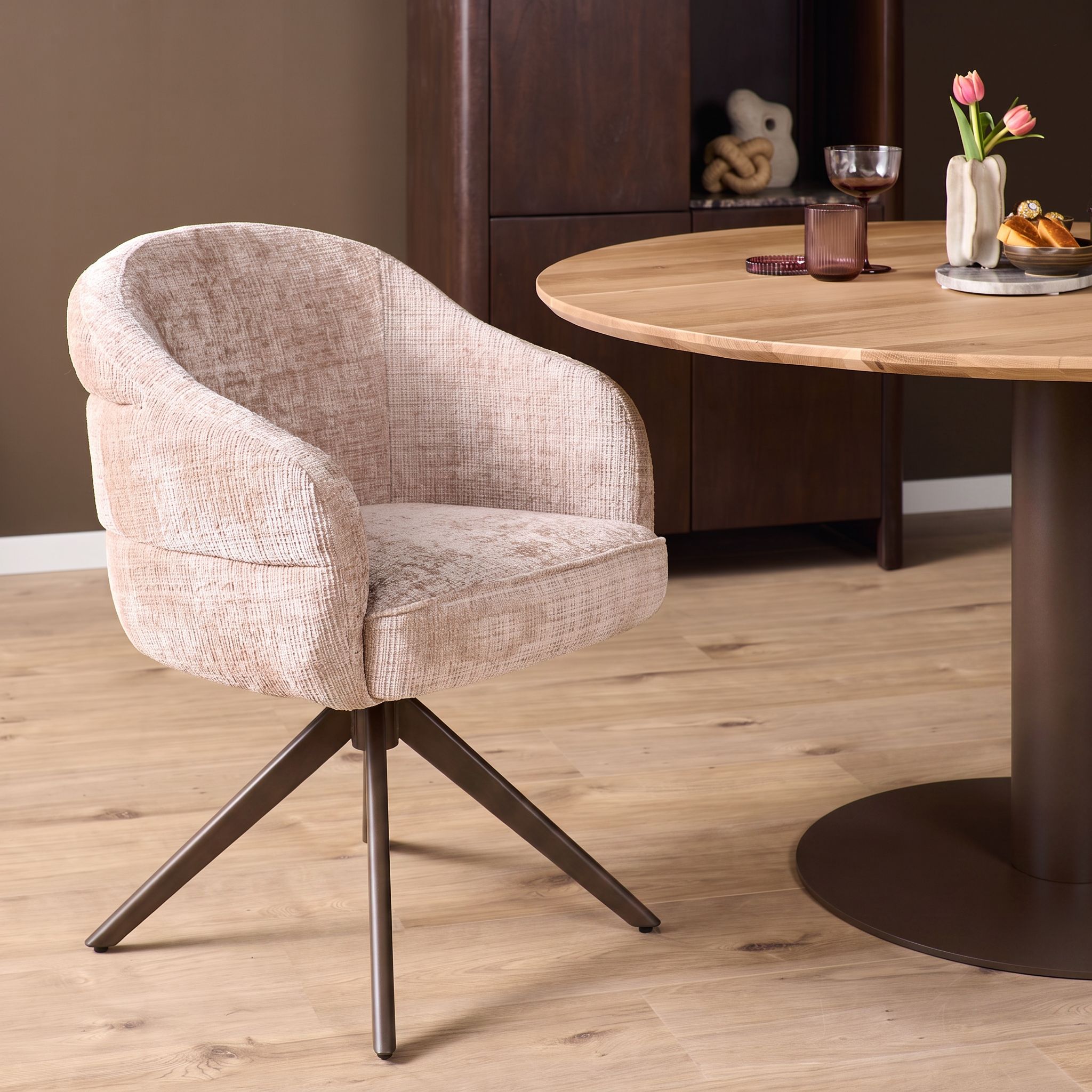 Draaibare eetkamerstoel Bella Beige - Afbeelding 1