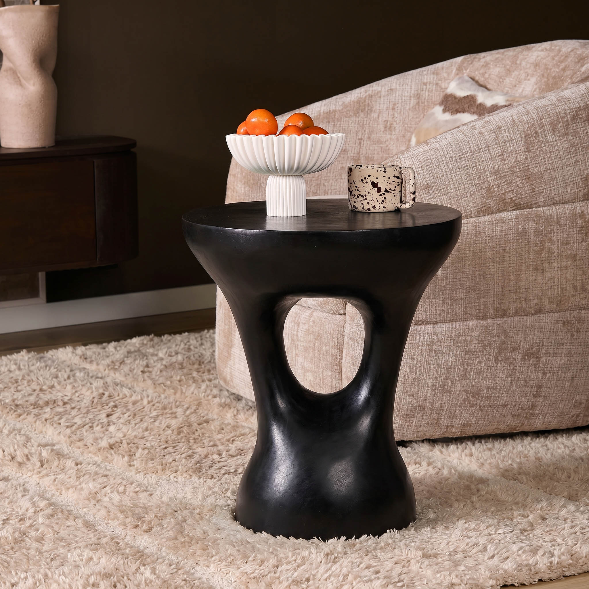 Ronde salontafel Amelie Zwart Aluminium 43 cm - Image 1
