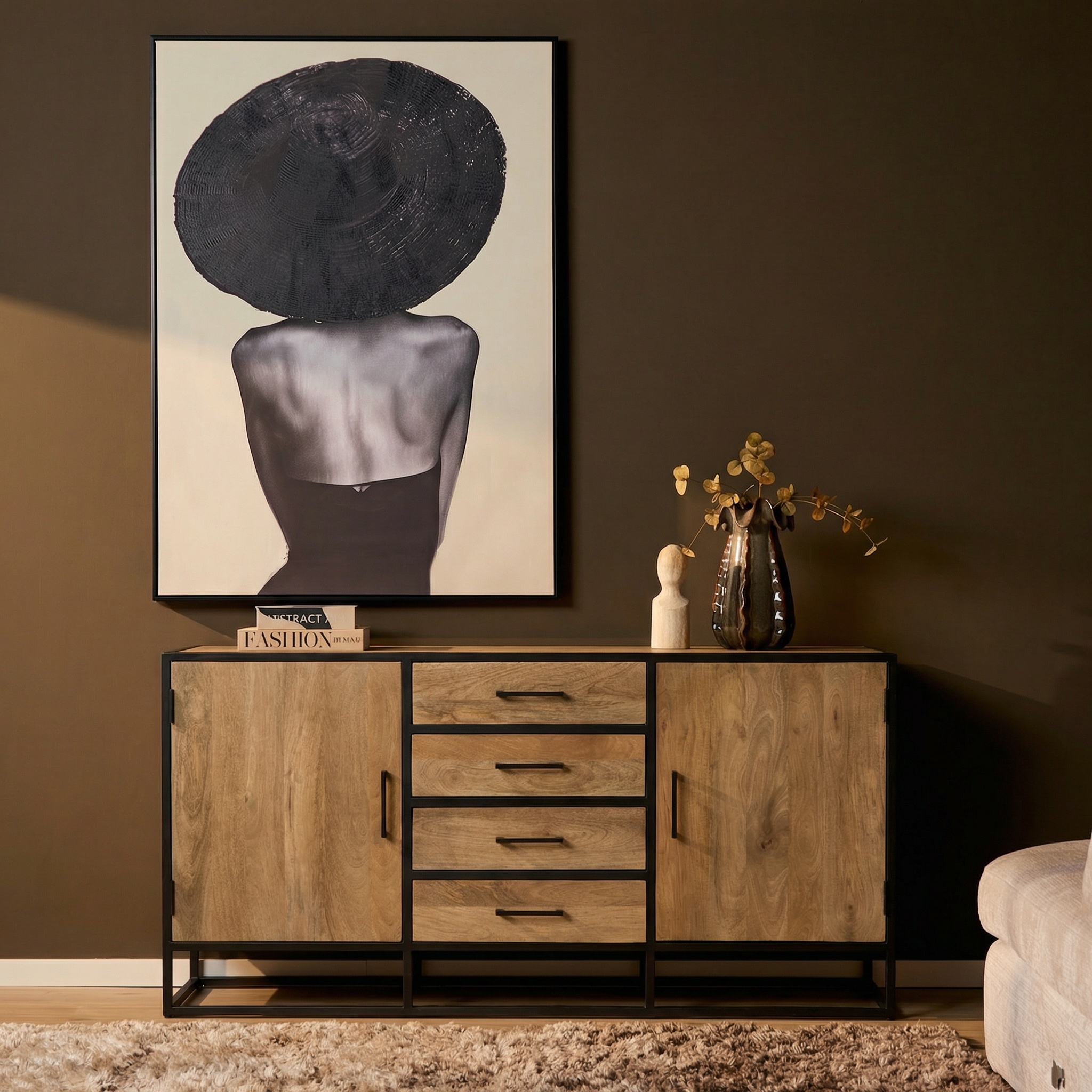 Dressoir Dakota Naturel Mangohout 165 cm - Image 1