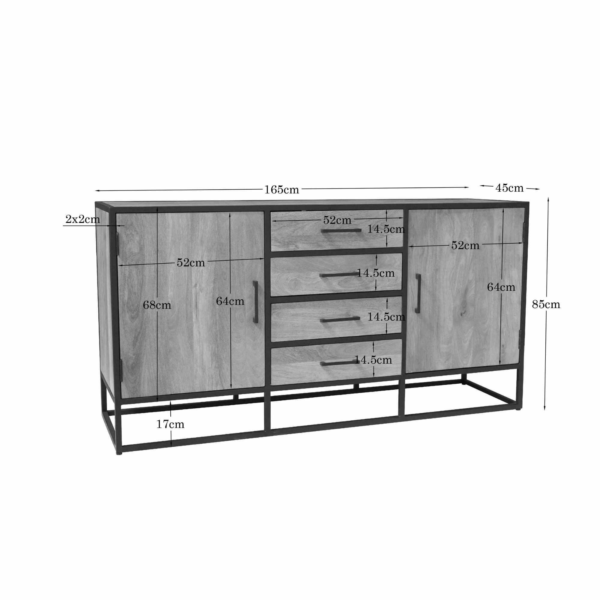 Dressoir Dakota Naturel Mangohout 165 cm - Image 5