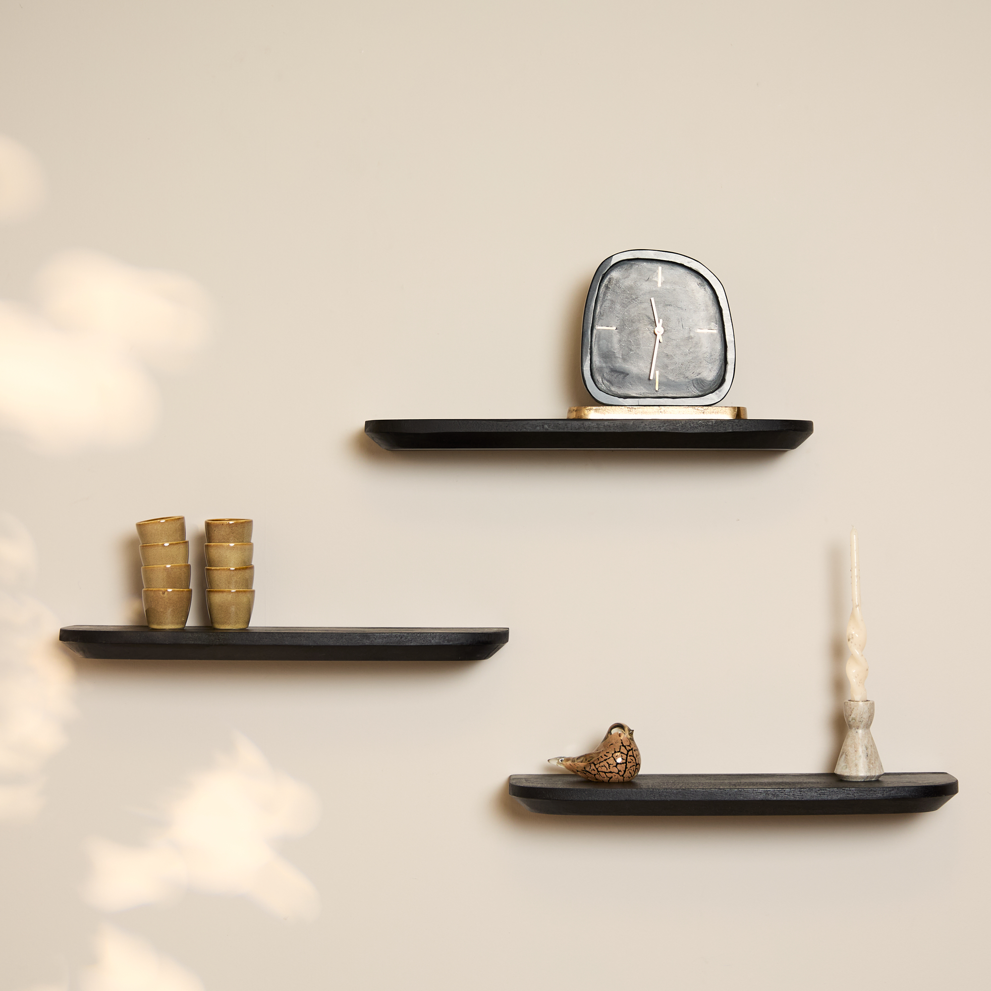 Wandplank Gusta Zwart Mangohout Set van 3 - Image 2