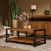 Salontafel Boaz met onderblad Naturel Mangohout 110 cm - Image 1
