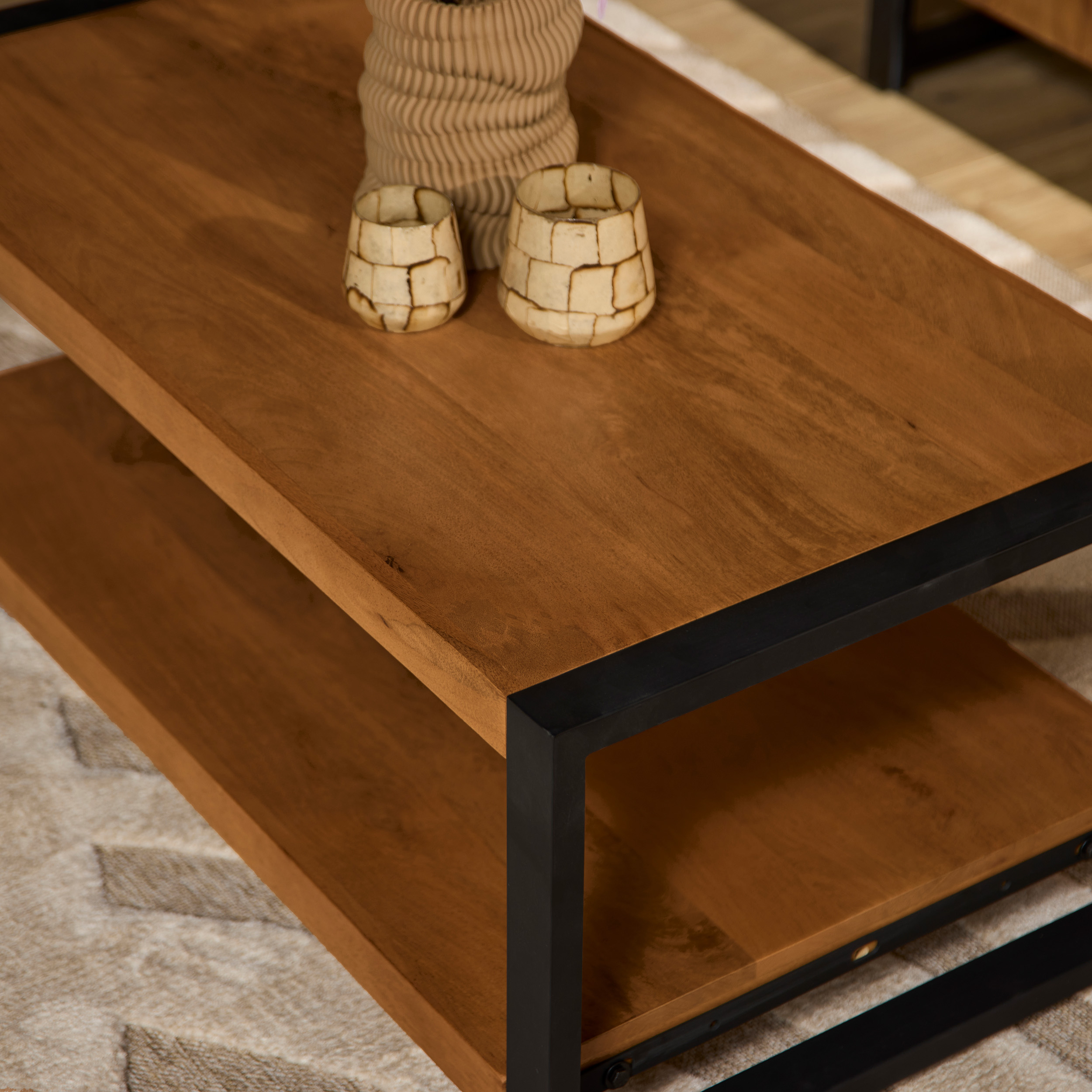 Salontafel Boaz met onderblad Naturel Mangohout 110 cm - Image 2