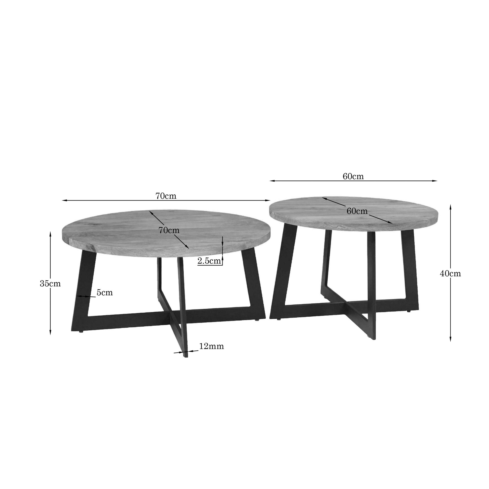 Salontafel set Atlanta Naturel Mangohout 70 cm - Image 6