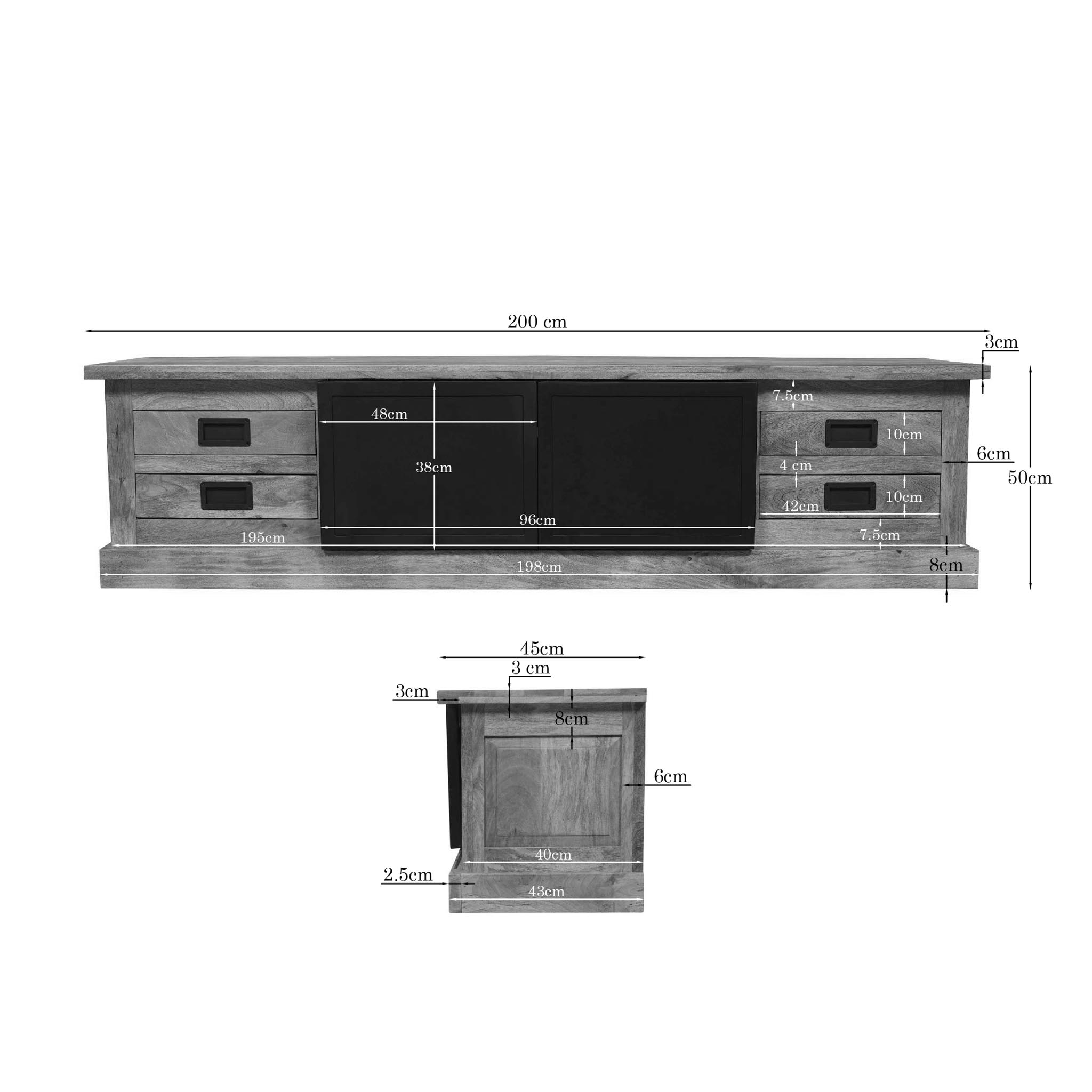 Tv meubel Noa Naturel Mangohout 200 cm - Image 6