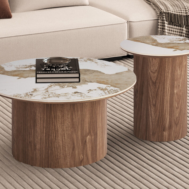 Image 2 for NEW - Bijzettafel Evora 45 cm Rond Glanzend Steen Pandora
