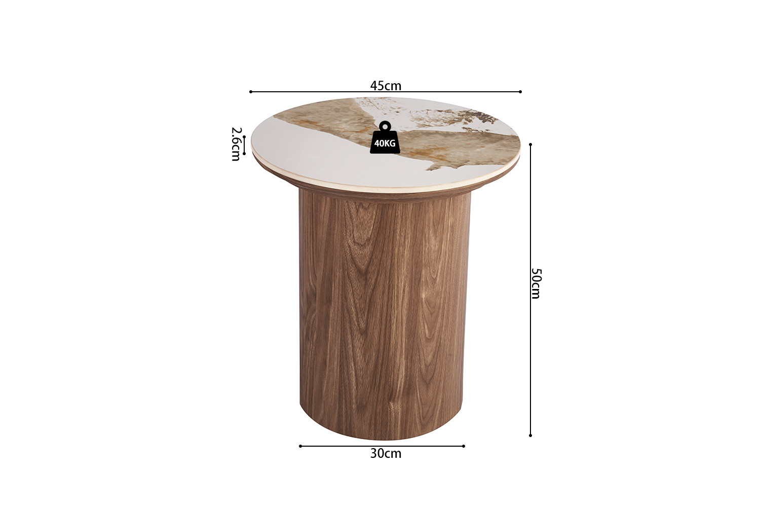 Image 7 for NEW - Bijzettafel Evora 45 cm Rond Glanzend Steen Pandora