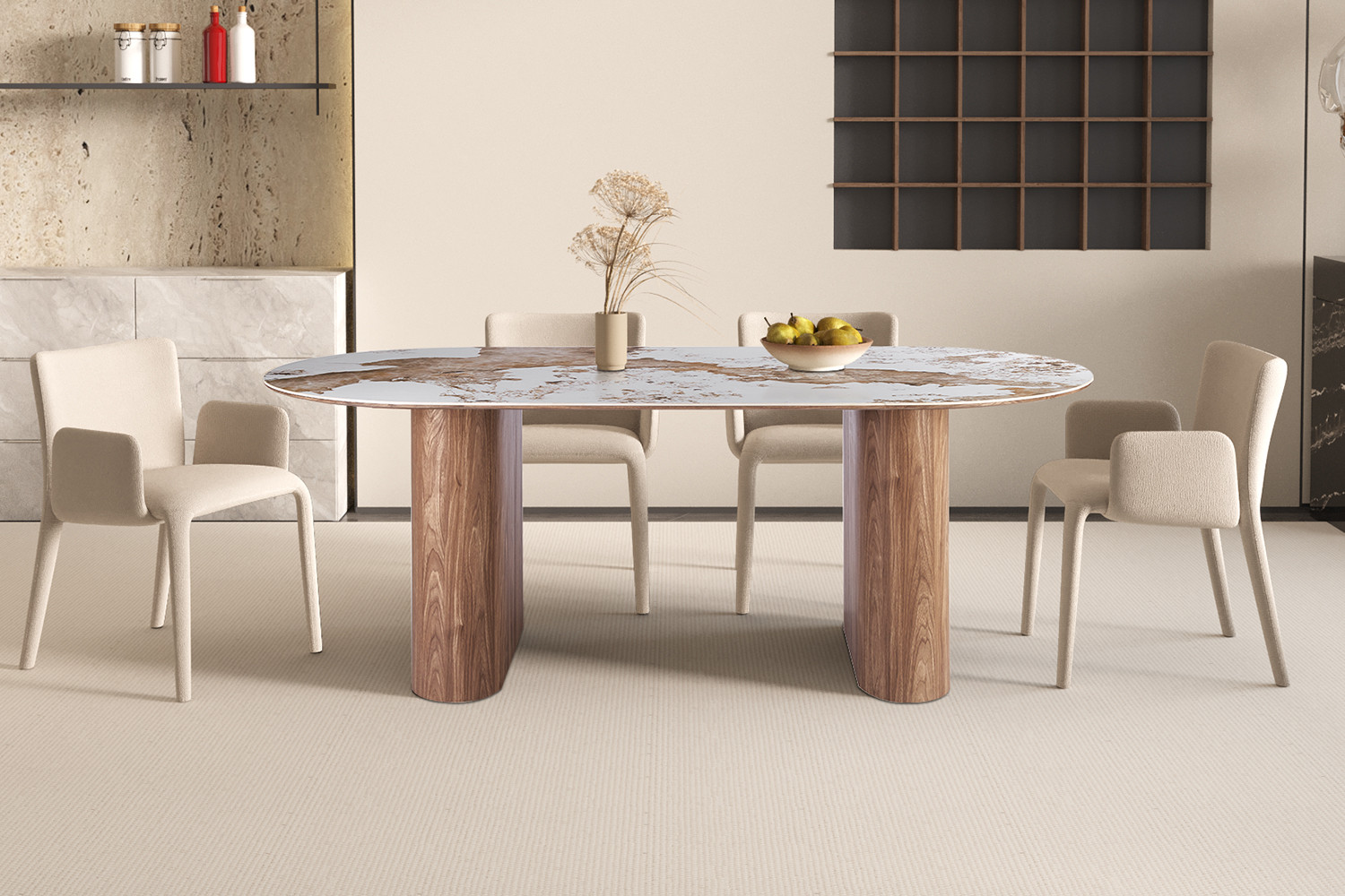 Image 1 for NEW - Tafel Evora 210 cm Glanzend Steen Pandora