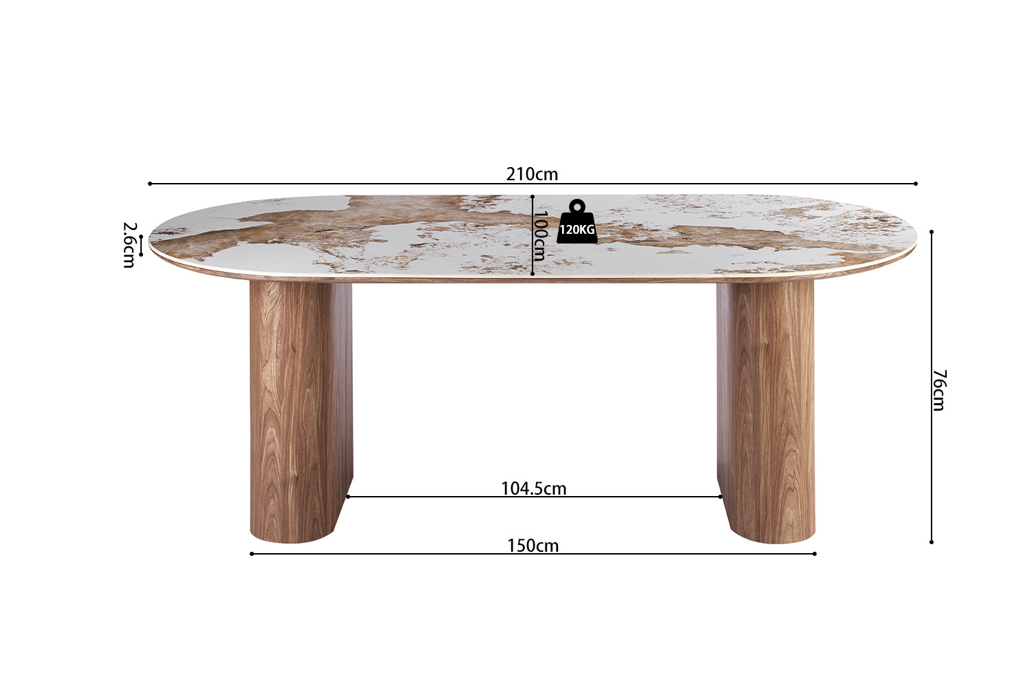 Image 7 for NEW - Tafel Evora 210 cm Glanzend Steen Pandora