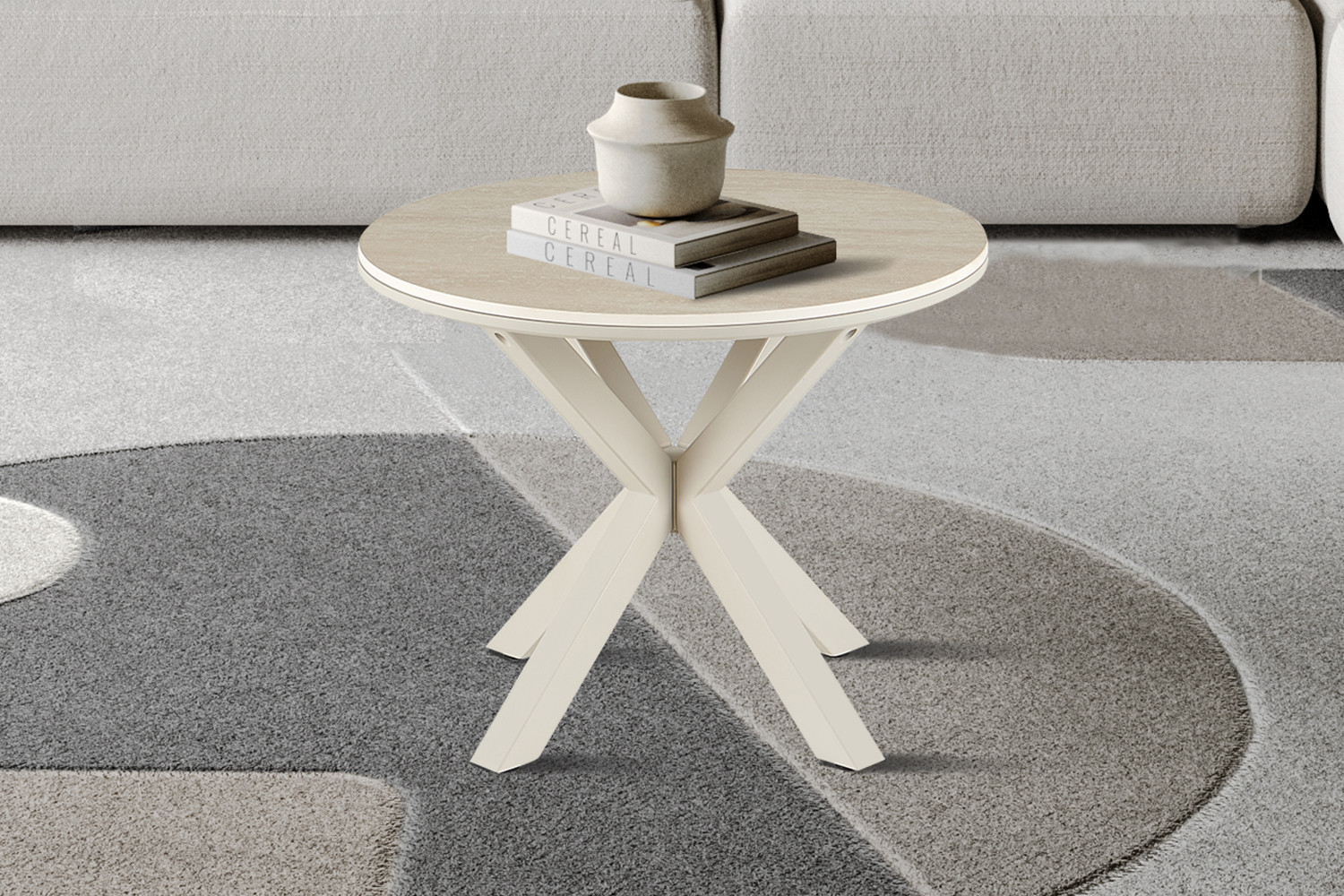 Image 1 for NEW - Salontafel Noa 60cm Rond Baroque Beige - Grijs Voet