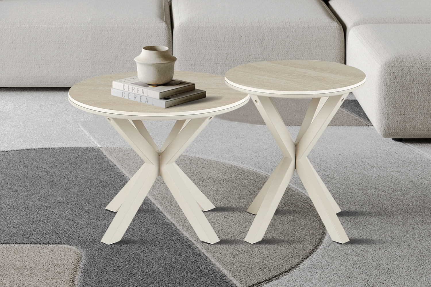 Image 2 for NEW - Salontafel Noa 60cm Rond Baroque Beige - Grijs Voet