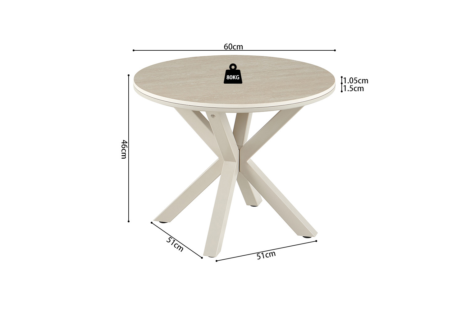 Image 11 for NEW - Salontafel Noa 60cm Rond Baroque Beige - Grijs Voet