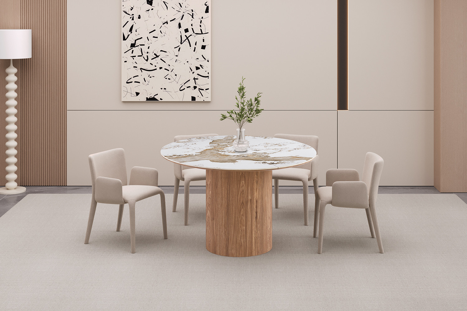 Image 2 for NEW - Uitschuifb. Tafel Evora 120-160-200 cm Glanzend Steen Pandora