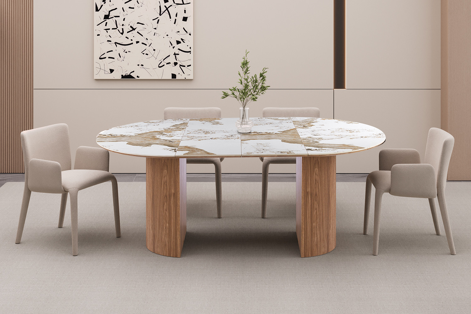 Image 5 for NEW - Uitschuifb. Tafel Evora 120-160-200 cm Glanzend Steen Pandora