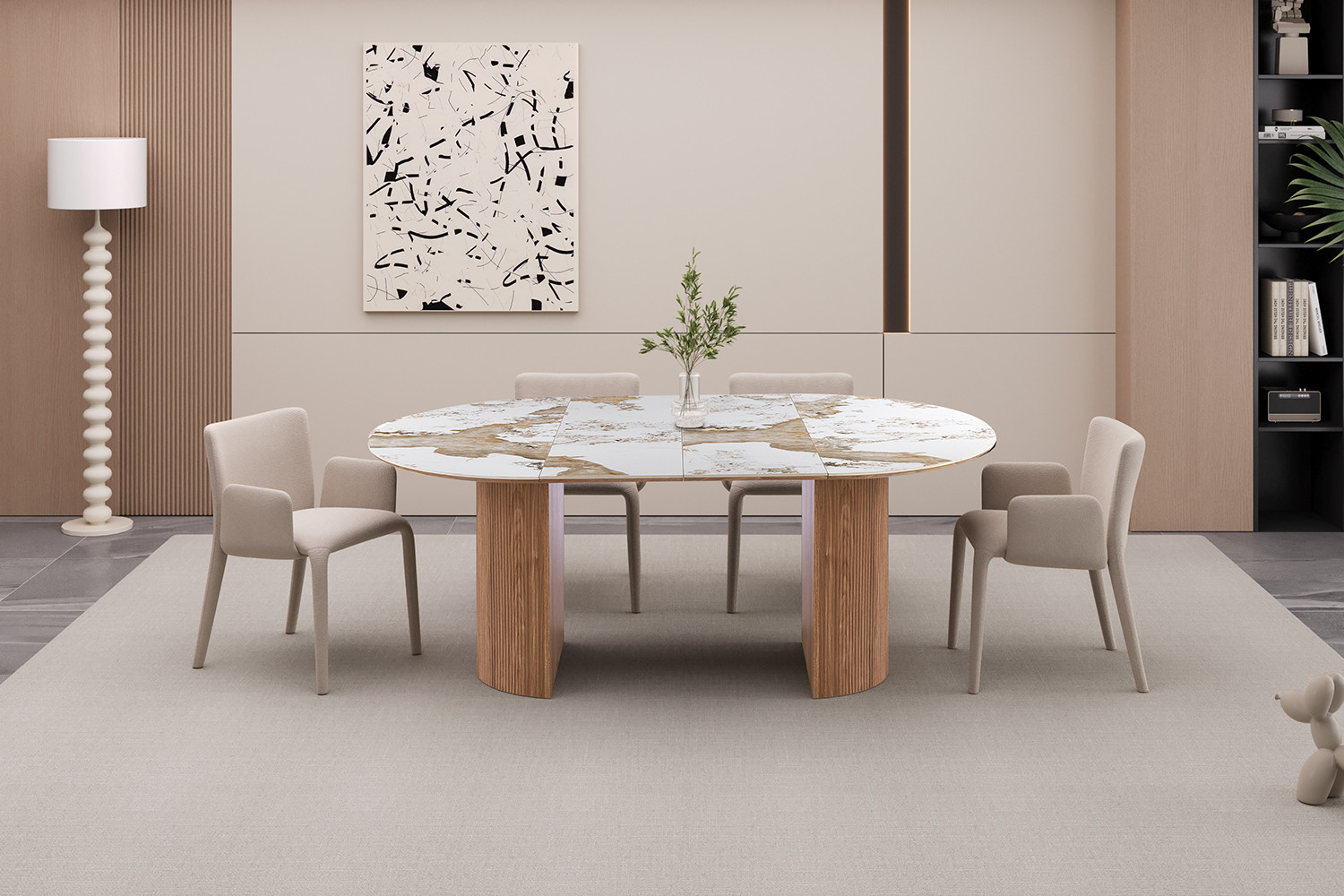 Image 6 for NEW - Uitschuifb. Tafel Evora 120-160-200 cm Glanzend Steen Pandora