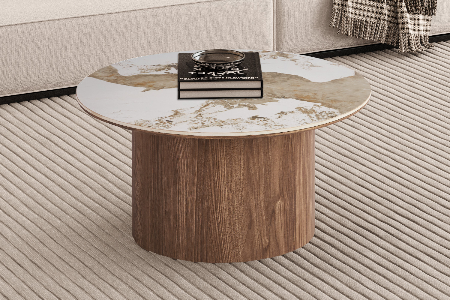 Image 1 for NEW - Salontafel Evora 80 cm Rond Glanzend Steen Pandora