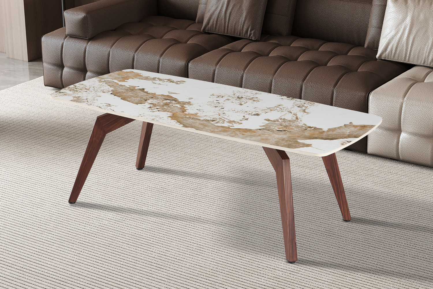 Image 1 for NEW - Salontafel Alma 120x60 cm Glanzend Pandora - Voet walnoot