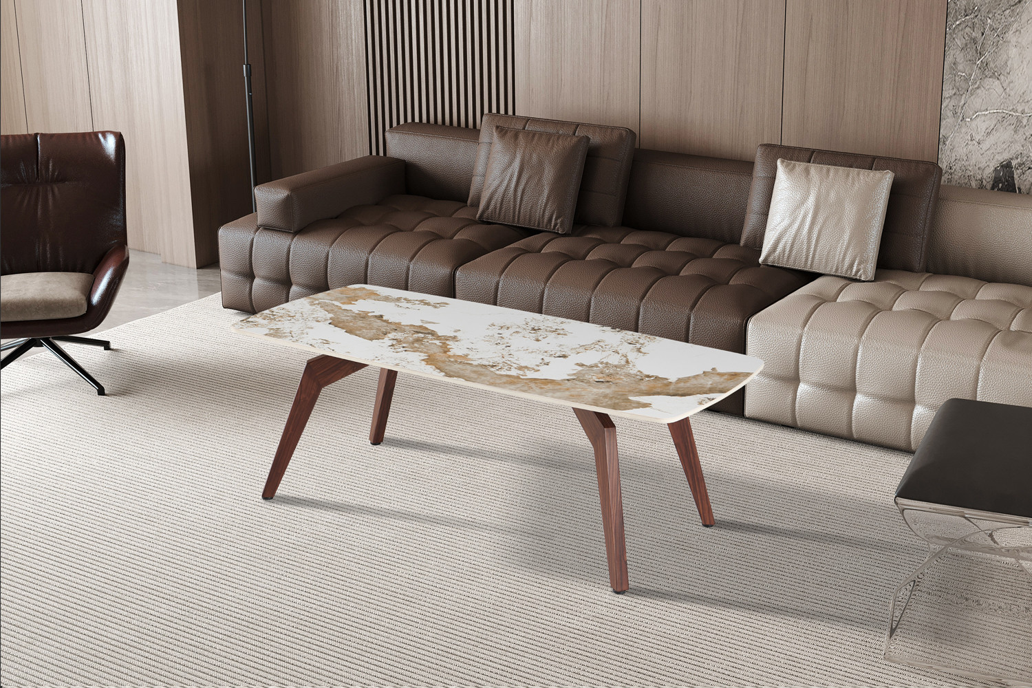 Image 2 for NEW - Salontafel Alma 120x60 cm Glanzend Pandora - Voet walnoot