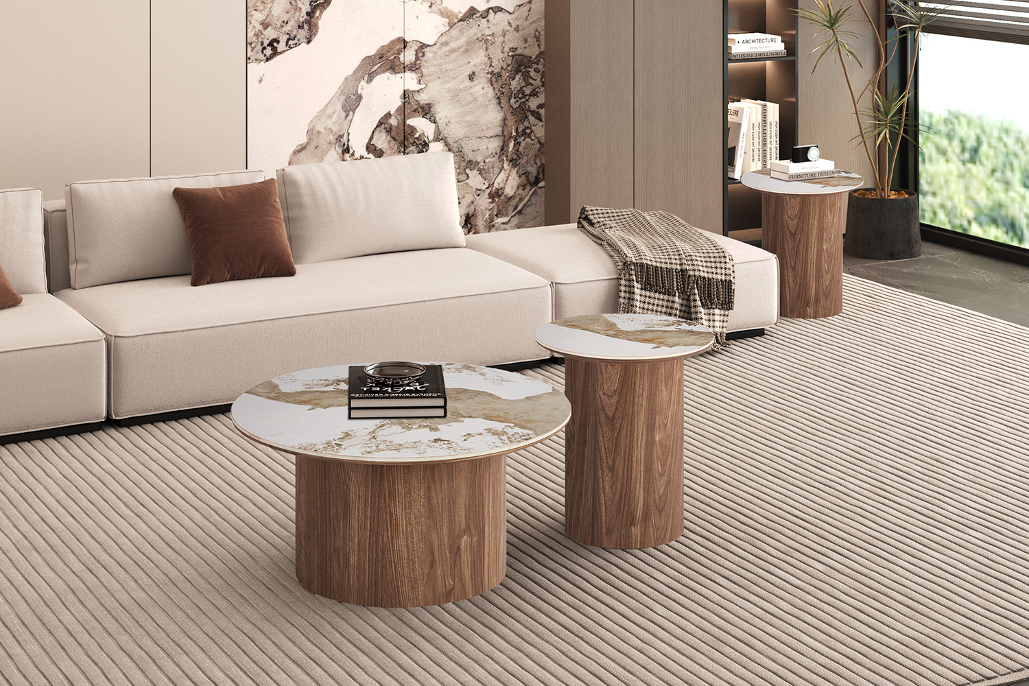 Image 3 for NEW - Salontafel Evora 80 cm Rond Glanzend Steen Pandora