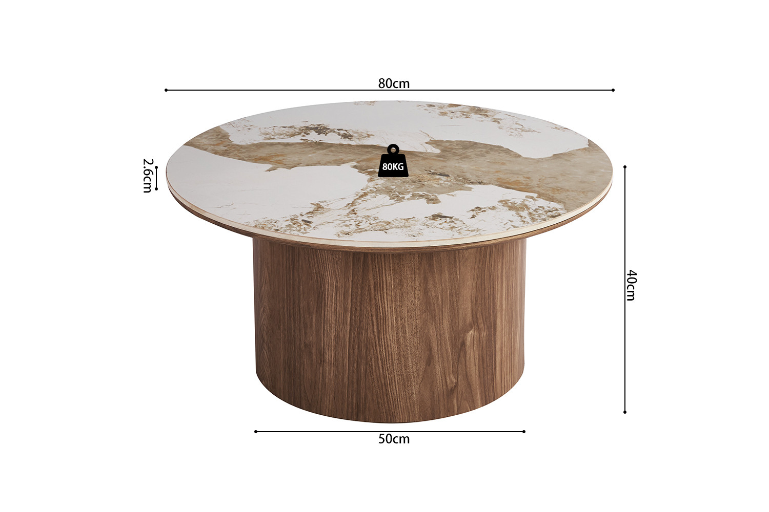 Image 7 for NEW - Salontafel Evora 80 cm Rond Glanzend Steen Pandora